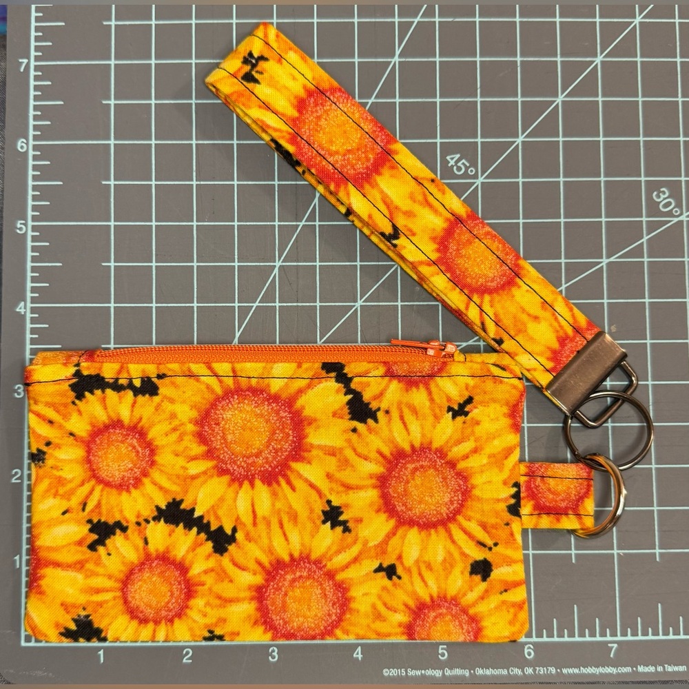 Sunflower Print Wristlet/Coin Purse
